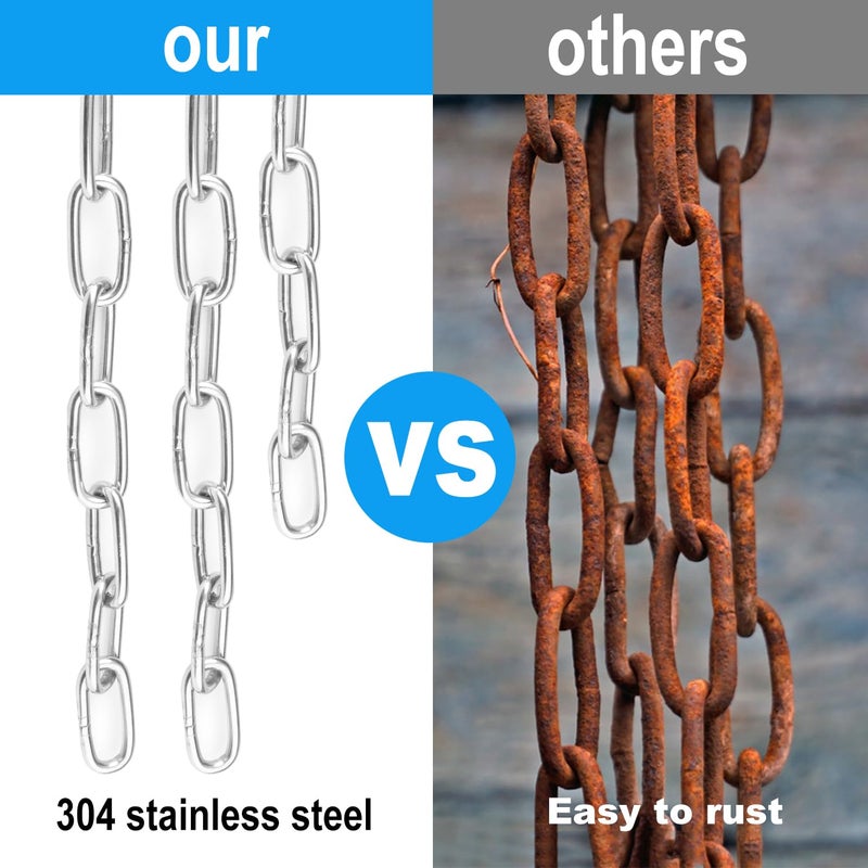 GENHAKON 66Ft Stainless Steel Chain, 1/8 inch Heavy Duty Chain, Hanging Chain for Hanging Clothing?Decorations?Chair, securing Gates and Fences, anchoring Camping Equipment and More.by - Image 5